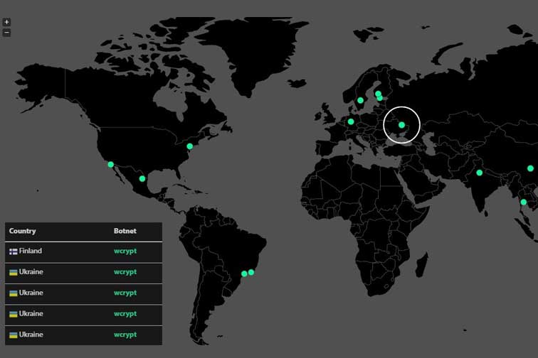 نقشه آنلاین حملات باج افزار Wanna Cryptor